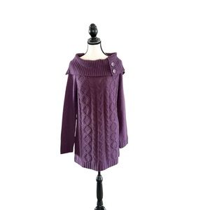 NWT Chic Plum Off-Shoulder Knit Sweater Dress